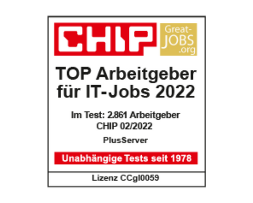 plusserver Testsiegel CHIP Great Jobs 2022